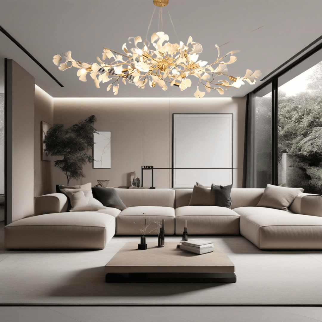 Ceramic Petal Chandelier, LumaPetal Design With Dimmable LED Glow