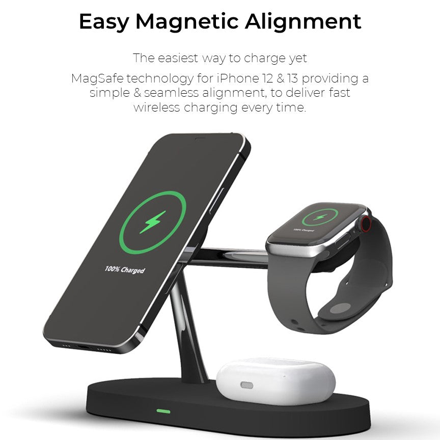 4-In-1 Wireless Charger QuattroCharge, MagSafe For iPhone & Watch