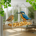 Vogelvoederhuisje met doorzichtig raam en zuignappen - Fioriscas