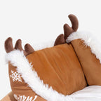 Lit pour chien en forme de traîneau de Noël, en velours cristal moelleux avec dessous antidérapant - Fioriscas