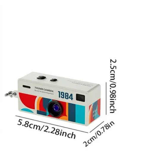 Câmara retro de porta-chaves 1080P com sensor CCD, flash integrado e suporte para MicroSD de 128GB | Fioriscas