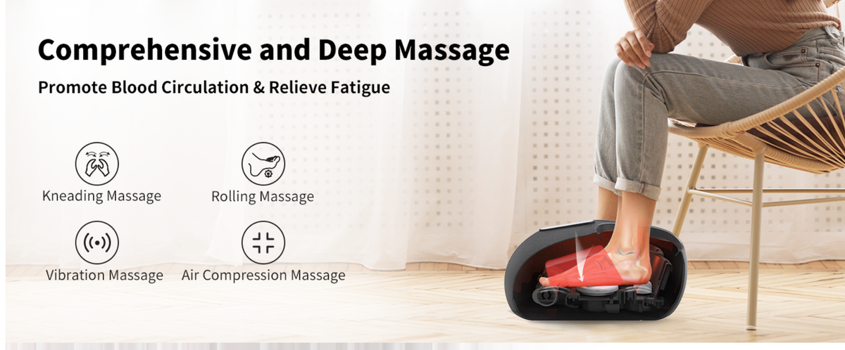 Massageador de pés terapêutico Shiatsu com calor e rolos de amassamento | Fioriscas