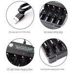 18650 Li-ion-batterioplader, intelligent opladning med 4 pladser og automatisk afbrydelse