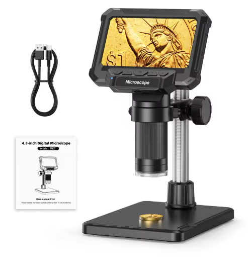 Microscópio digital de 4.3 polegadas com ampliação de 1600X, vídeo 1080P e 8 luzes LED | Fioriscas