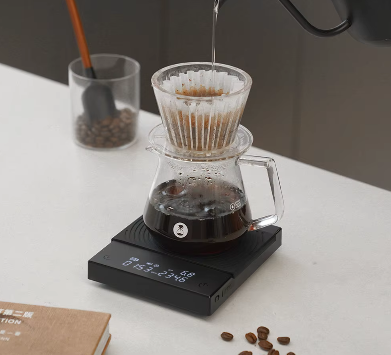Balança digital para café com temporizador automático, indicação da velocidade do fluxo, tara e precisão de 0.1g | Fioriscas