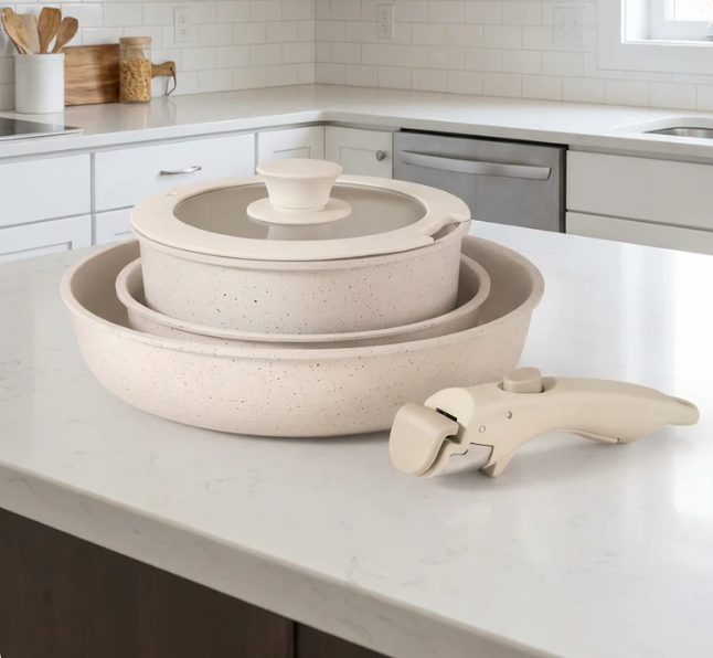 Set d’ustensiles de cuisine en céramique avec poignée amovible et revêtement non toxique
