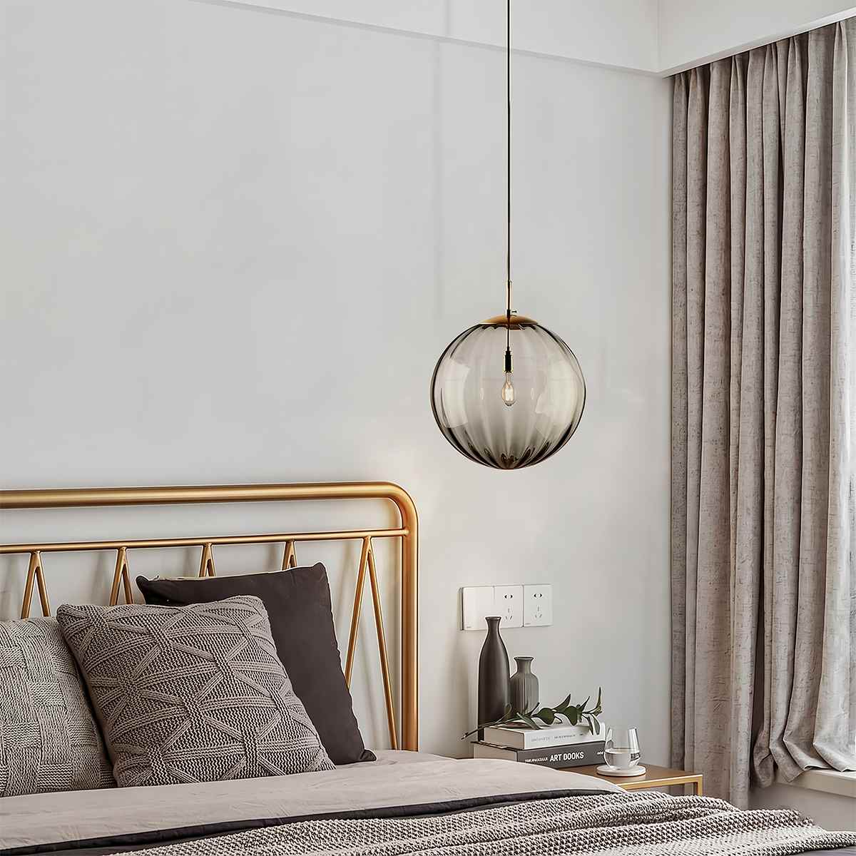 AuraSphere Glass Orb Pendant Light With Colored Shade