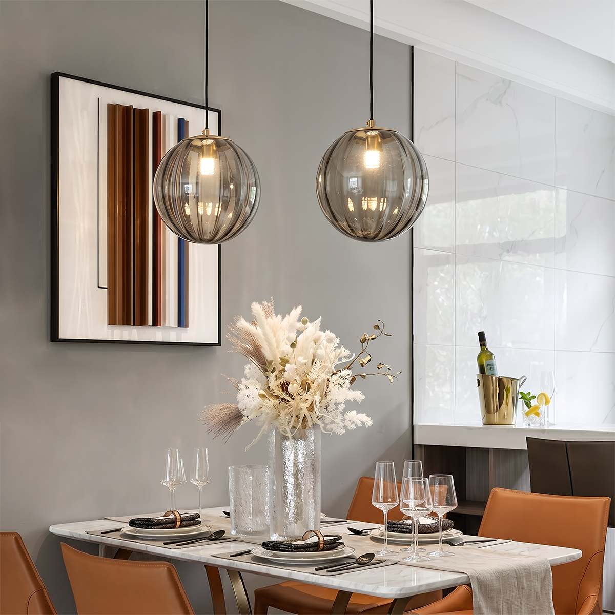 AuraSphere Glass Orb Pendant Light With Colored Shade