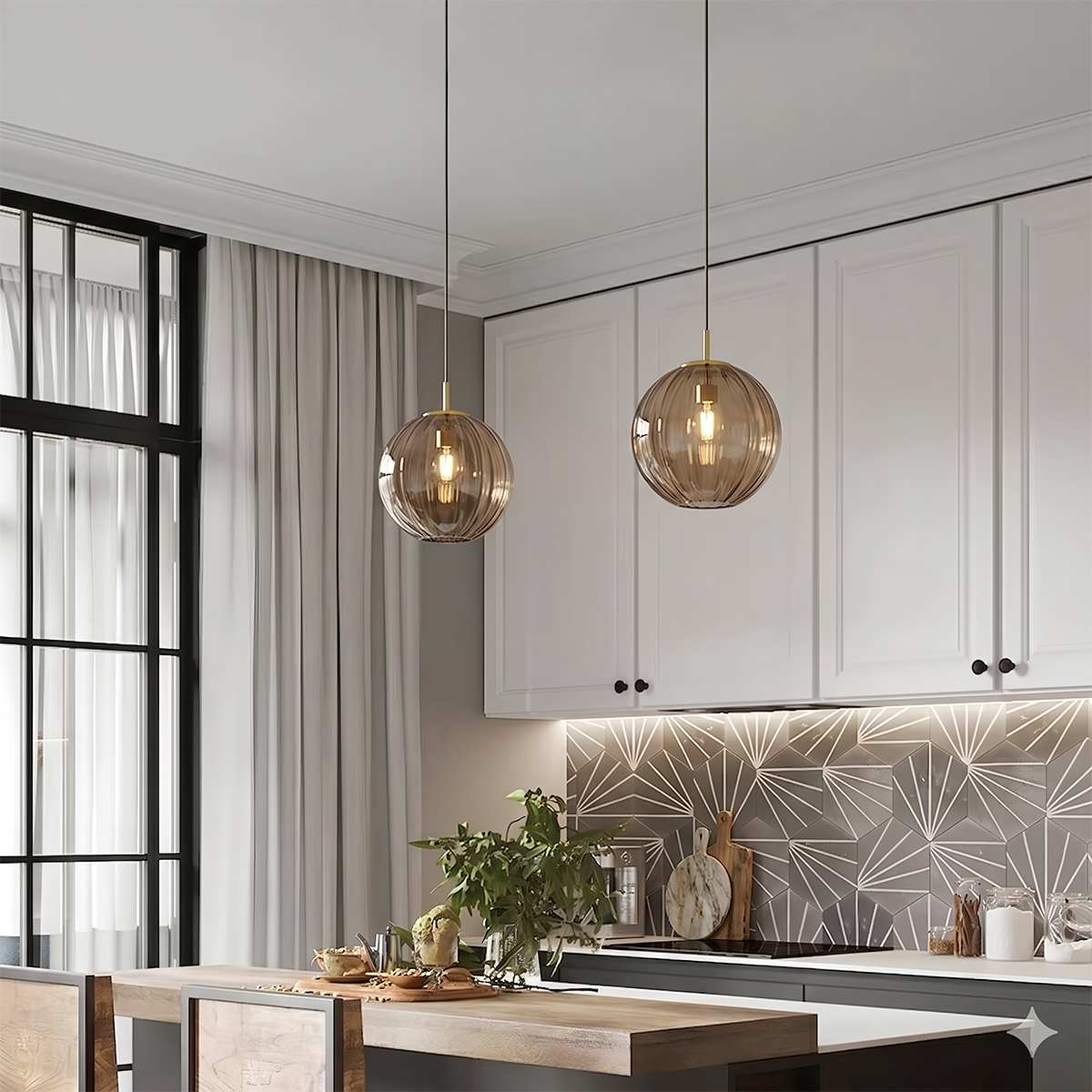AuraSphere Glass Orb Pendant Light With Colored Shade