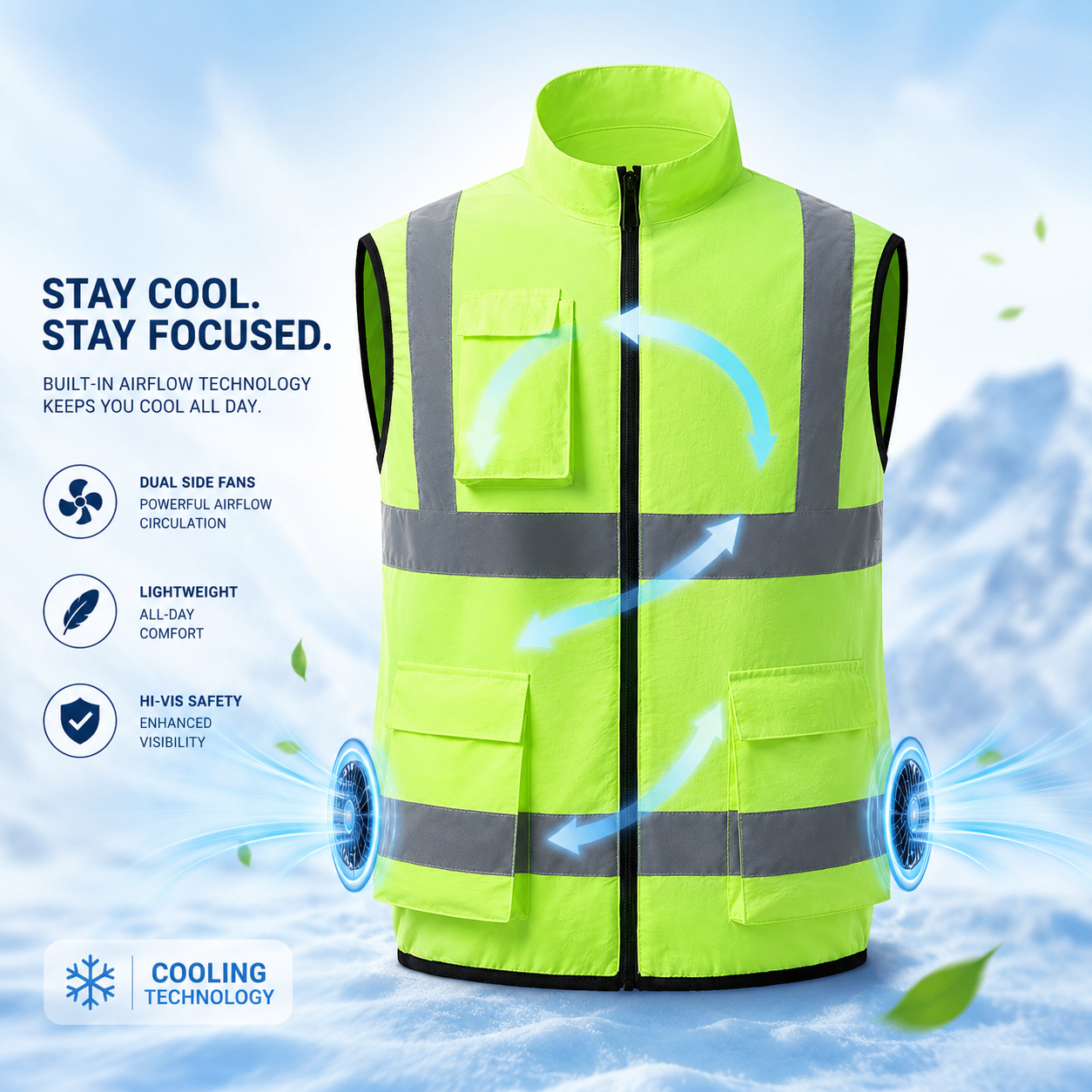 AirFlow Rechargeable Fan Vest For Outdoor Work And Travel