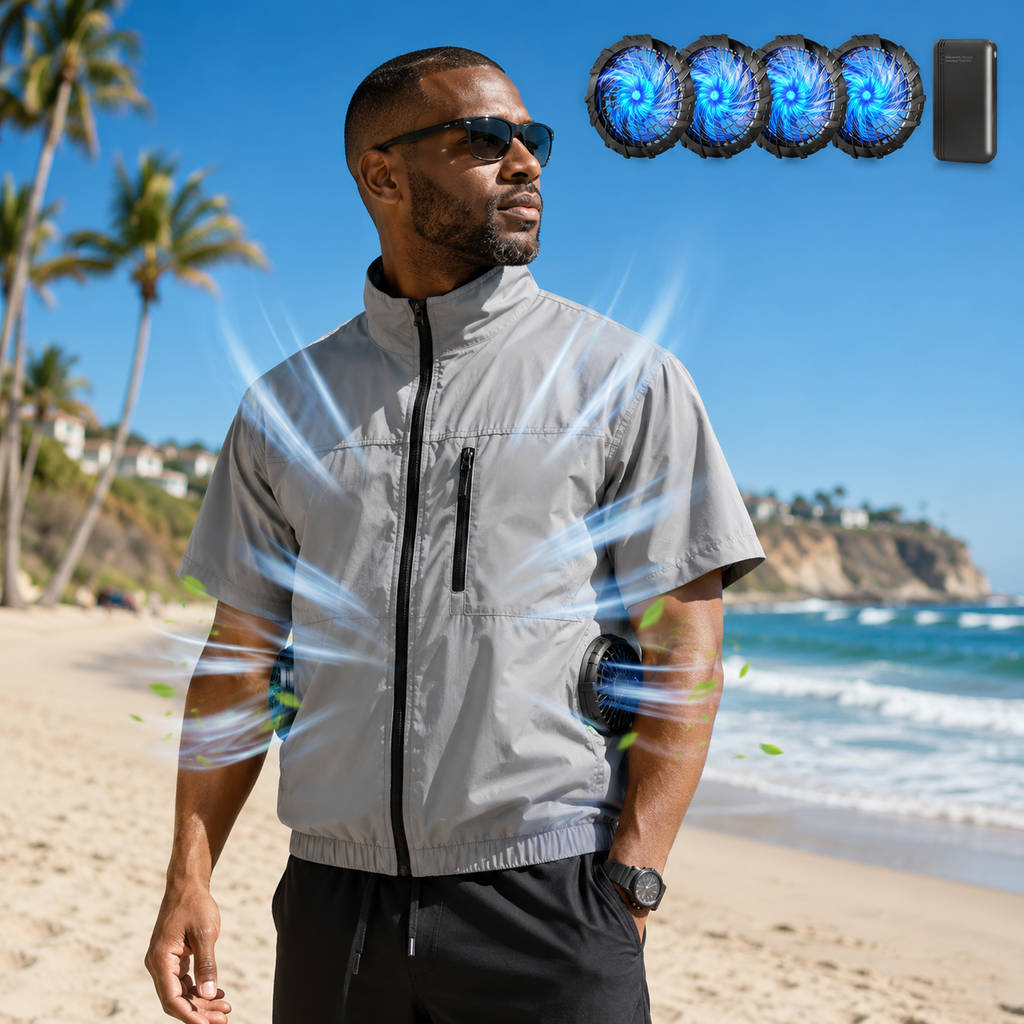 Four-Fan AeroForce Portable Cooling Vest For Outdoor Work Heat Relief