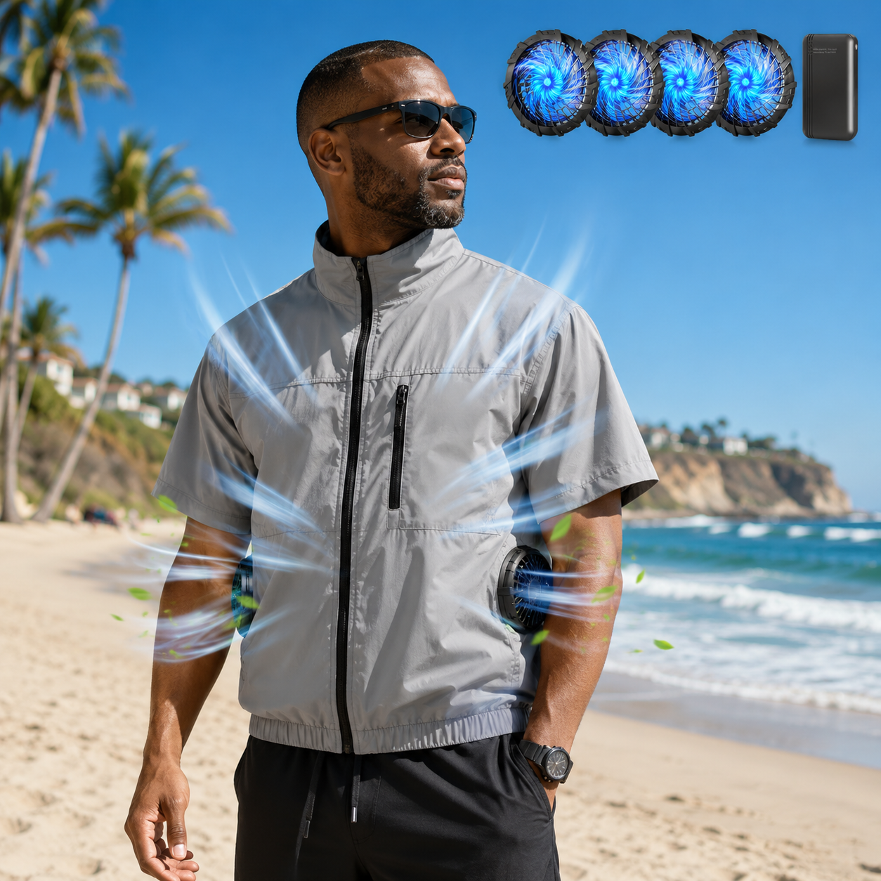 Four-Fan AeroForce Portable Cooling Vest For Outdoor Work Heat Relief