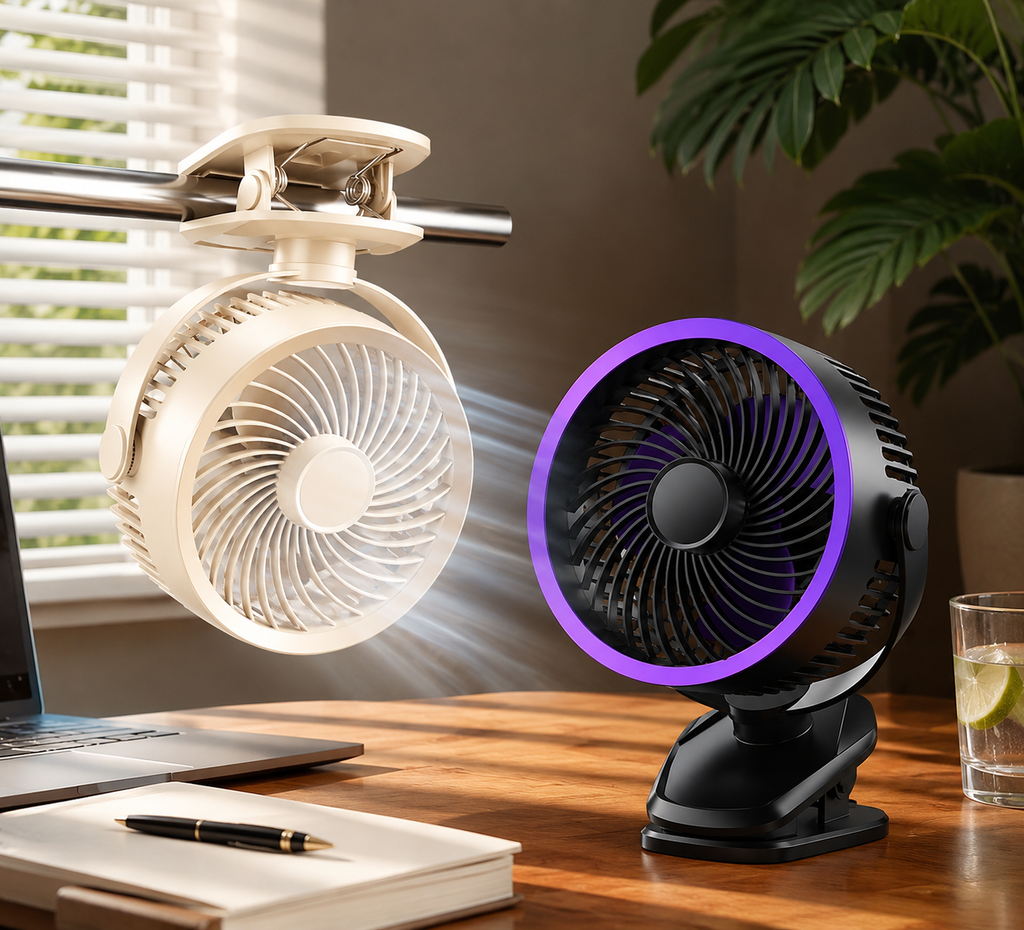 ChargeBreeze USB Rechargeable Clip Fan, 5-Speed Portable Desk Cooler
