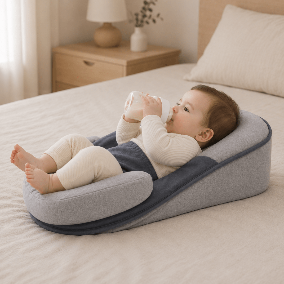 Almohada ergonómica para bebé con suave inclinación para la comodidad diaria | Fioriscas