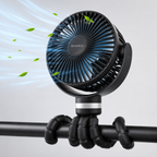 FlexGrip klemmeventilator til barnevogn, USB-genopladelig, fleksibelt stativbeslag