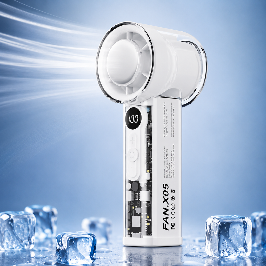 BreezeGo 3000mAh USB-C Handheld Fan For Personal Cooling On The Go