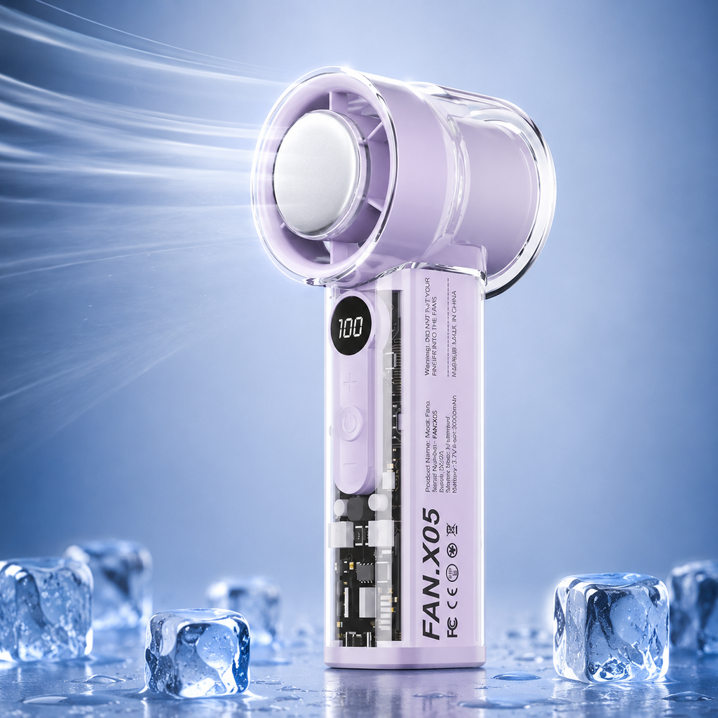 BreezeGo 3000mAh USB-C Handheld Fan For Personal Cooling On The Go