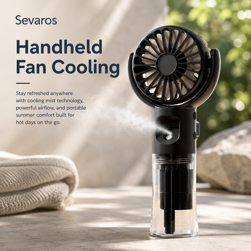 MistFlow nevelventilator draagbaar oplaadbaar handventilator voor koeling buitenshuis en op reis