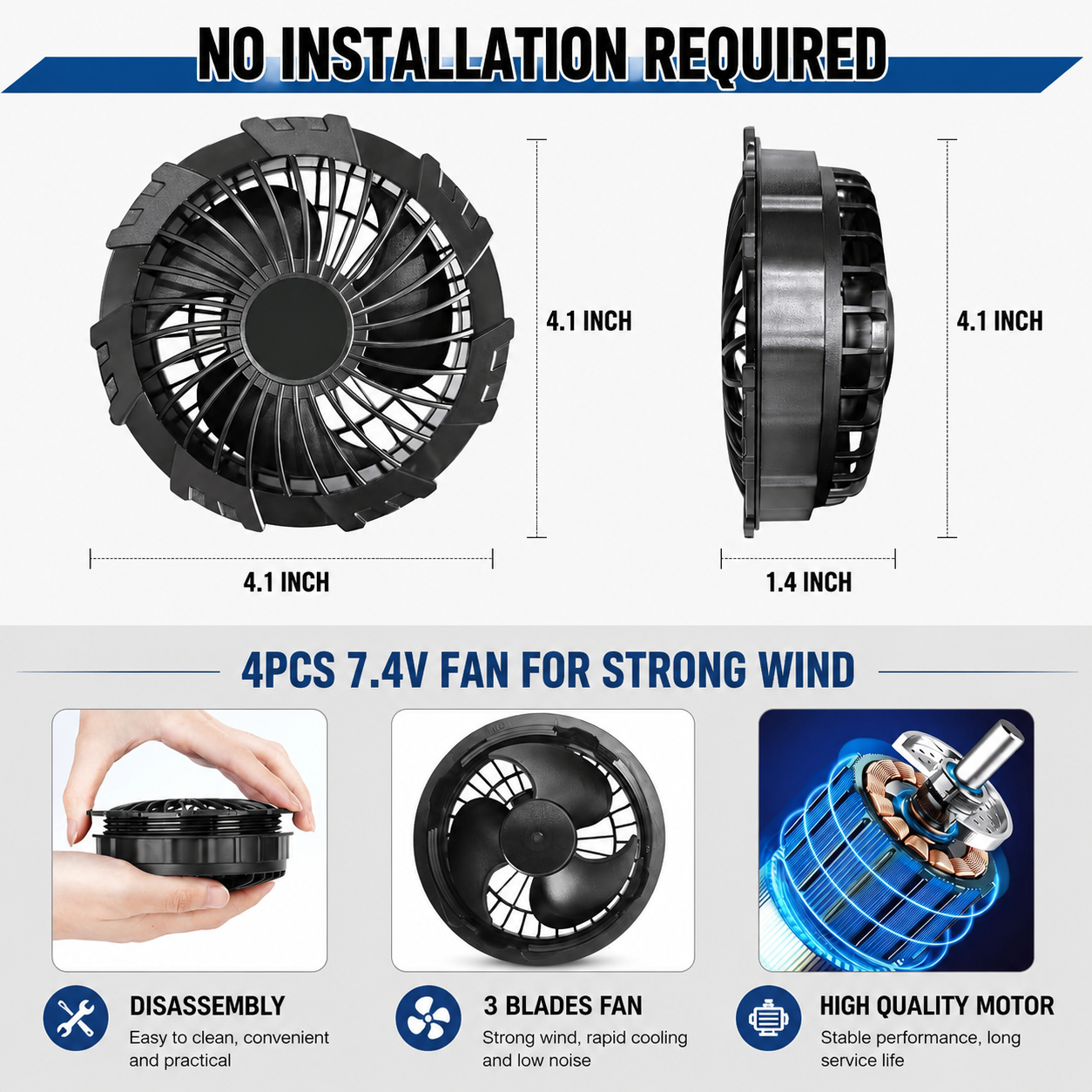 Four-Fan AeroForce Portable Cooling Vest For Outdoor Work Heat Relief