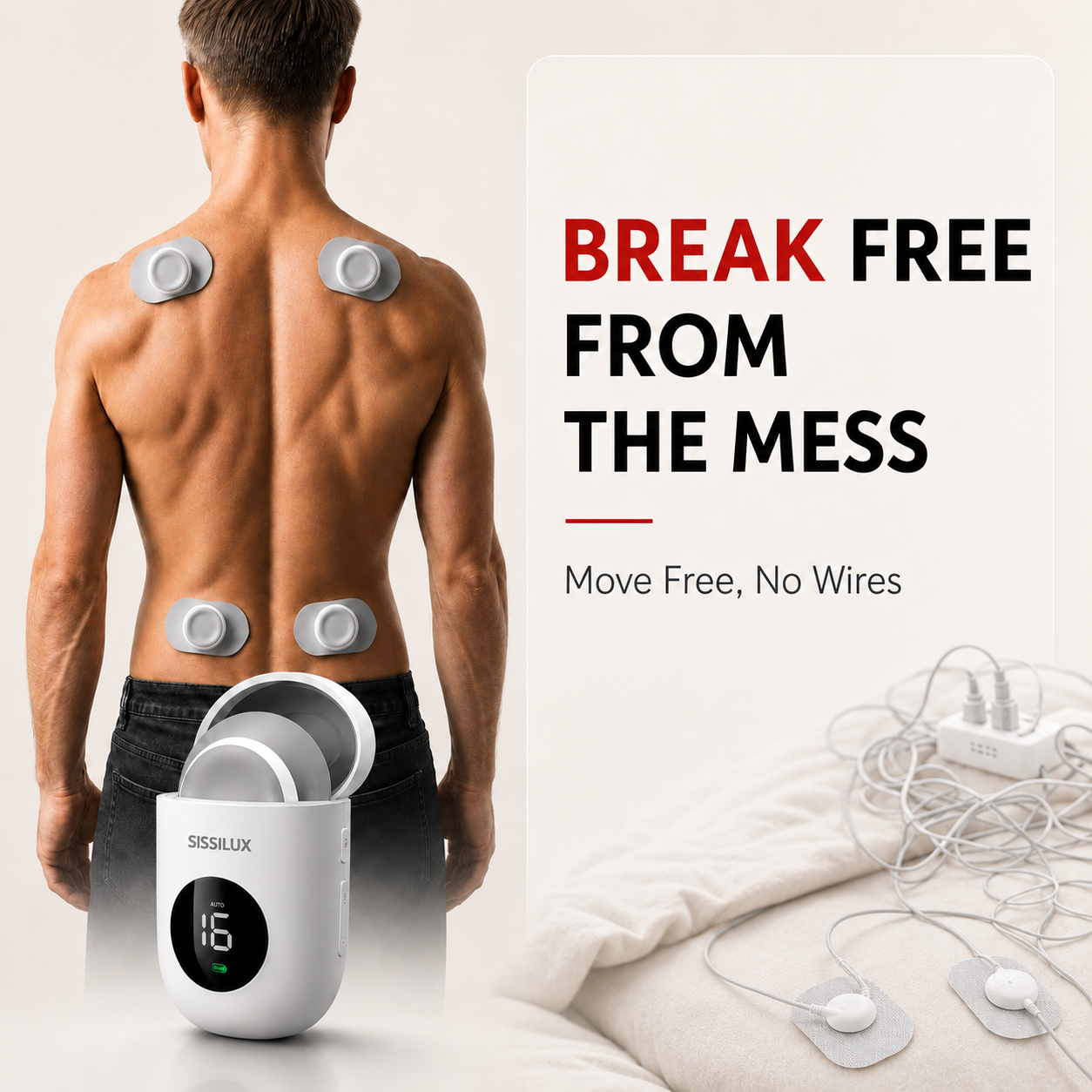 Portable Wireless Muscle Stimulator With 6 Modes And 16 Levels