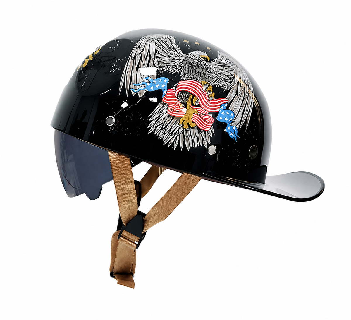 Poloviční helma ve stylu retro baseballové čepice se zasouvacím hledím | Fioriscas