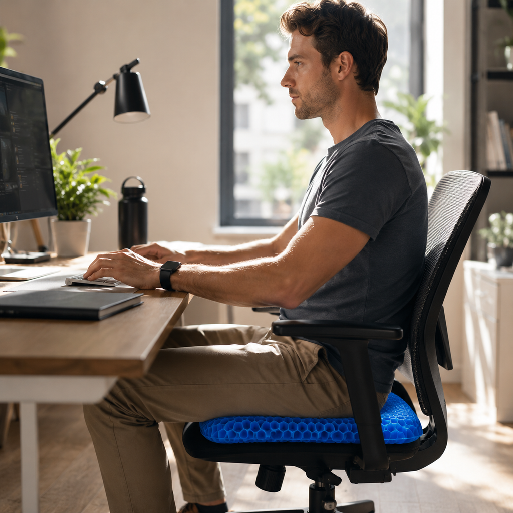 Honeycomb Gel Chair Pad, Non Slip Cushion For Home Or Office Use
