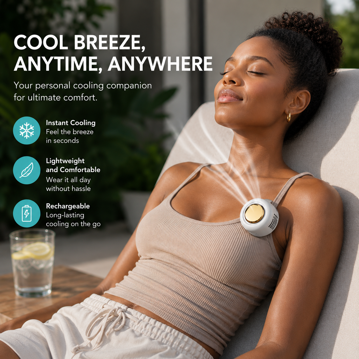 Whirlwind Portable Bladeless Fan USB Rechargeable For Home Or Travel