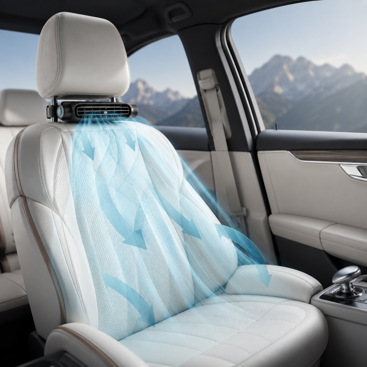 USB Car Seat Cooling Fan With Three Speed Settings For Cars And Trucks