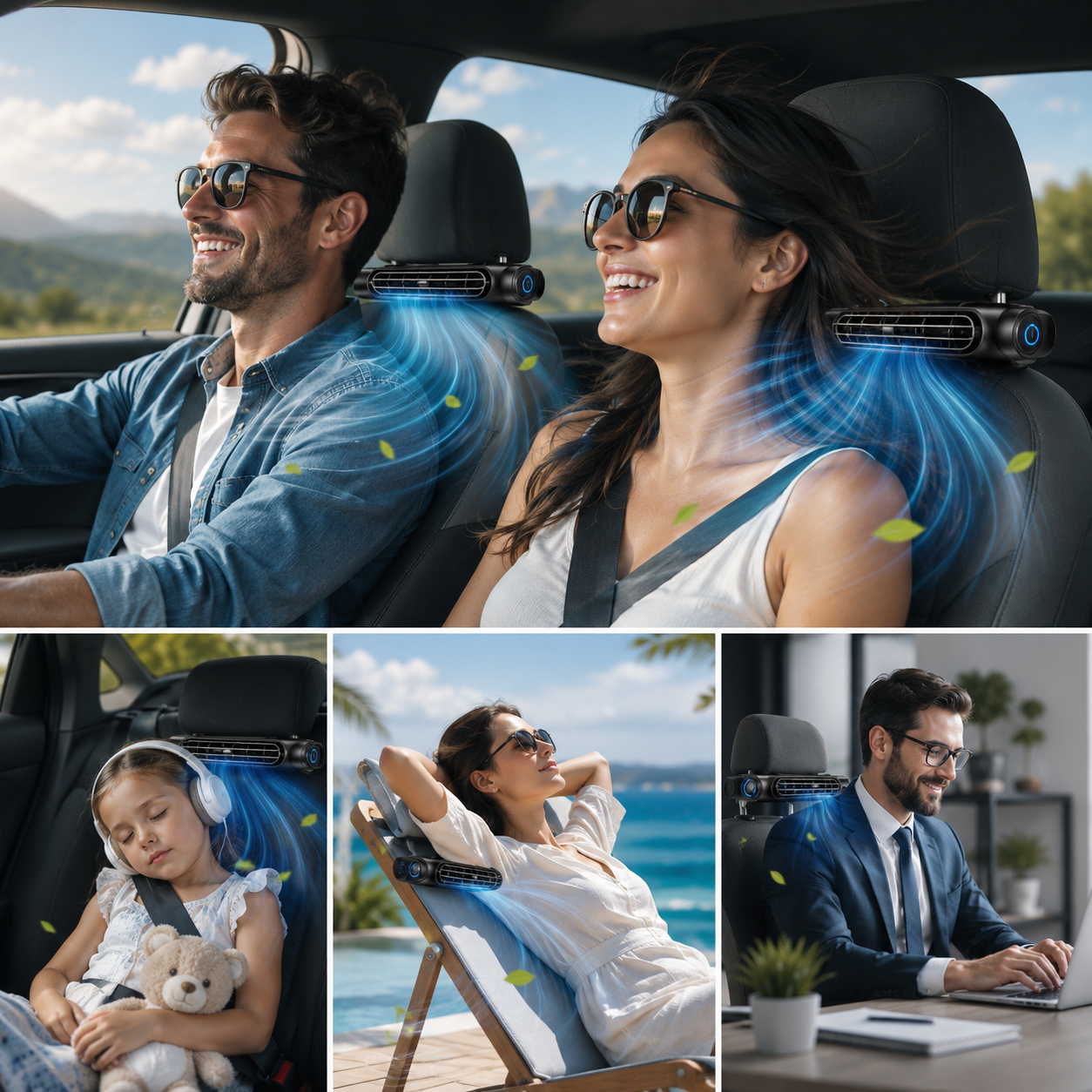 USB Car Seat Cooling Fan With Three Speed Settings For Cars And Trucks