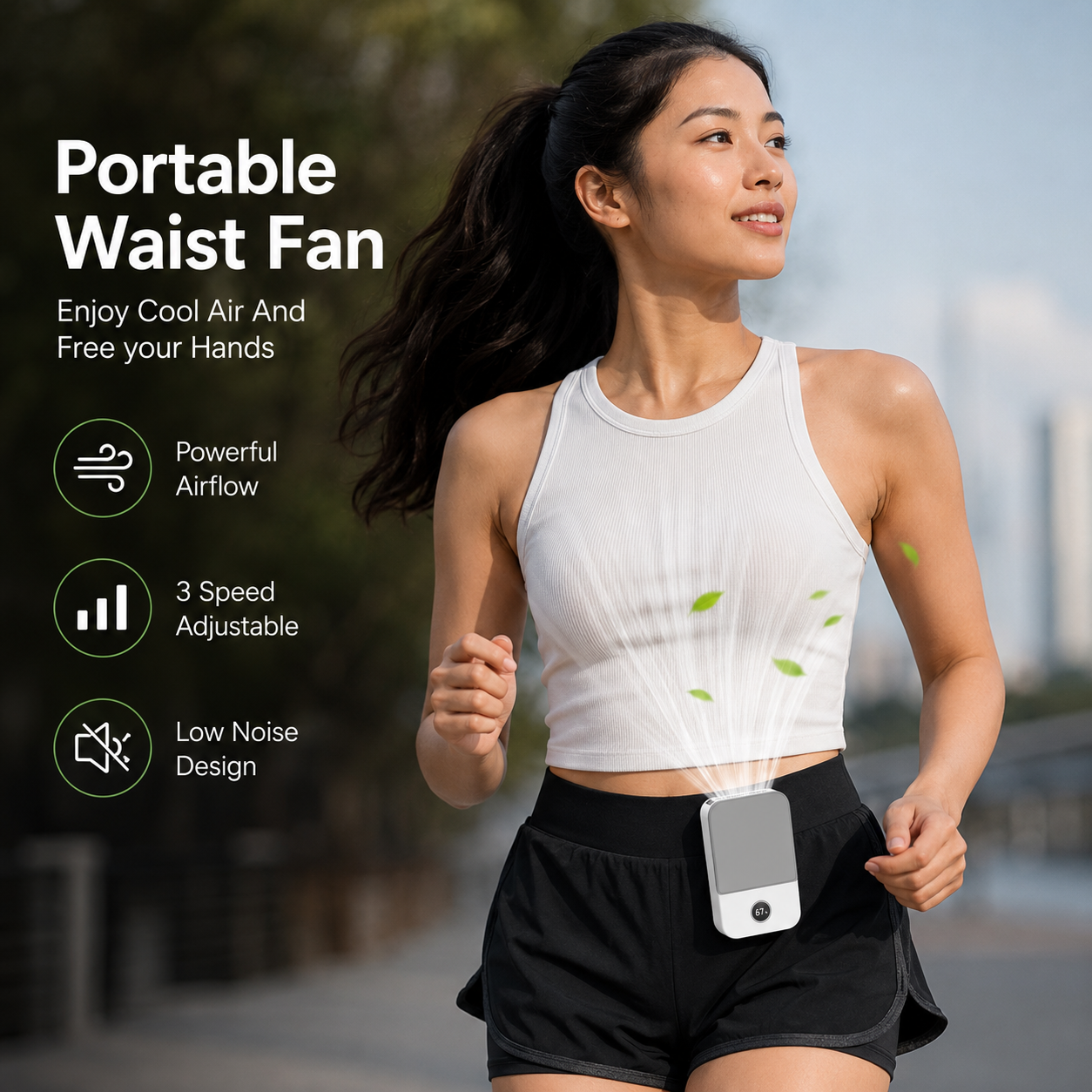 AeroClip Clip-On Bladeless Fan Outdoor 2000mAh 3 Speeds