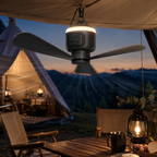 SkyBreeze 12000mAh Battery Powered Ceiling Fan For Camping With Remote And LED Light
