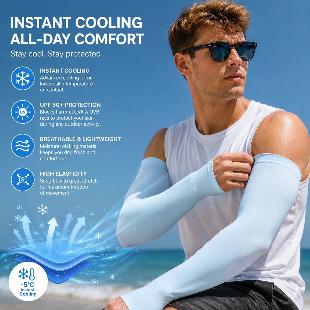 IceSleeve Cooling Arm Wear With Ice Silk And UPF50 Plus For Active Outdoors