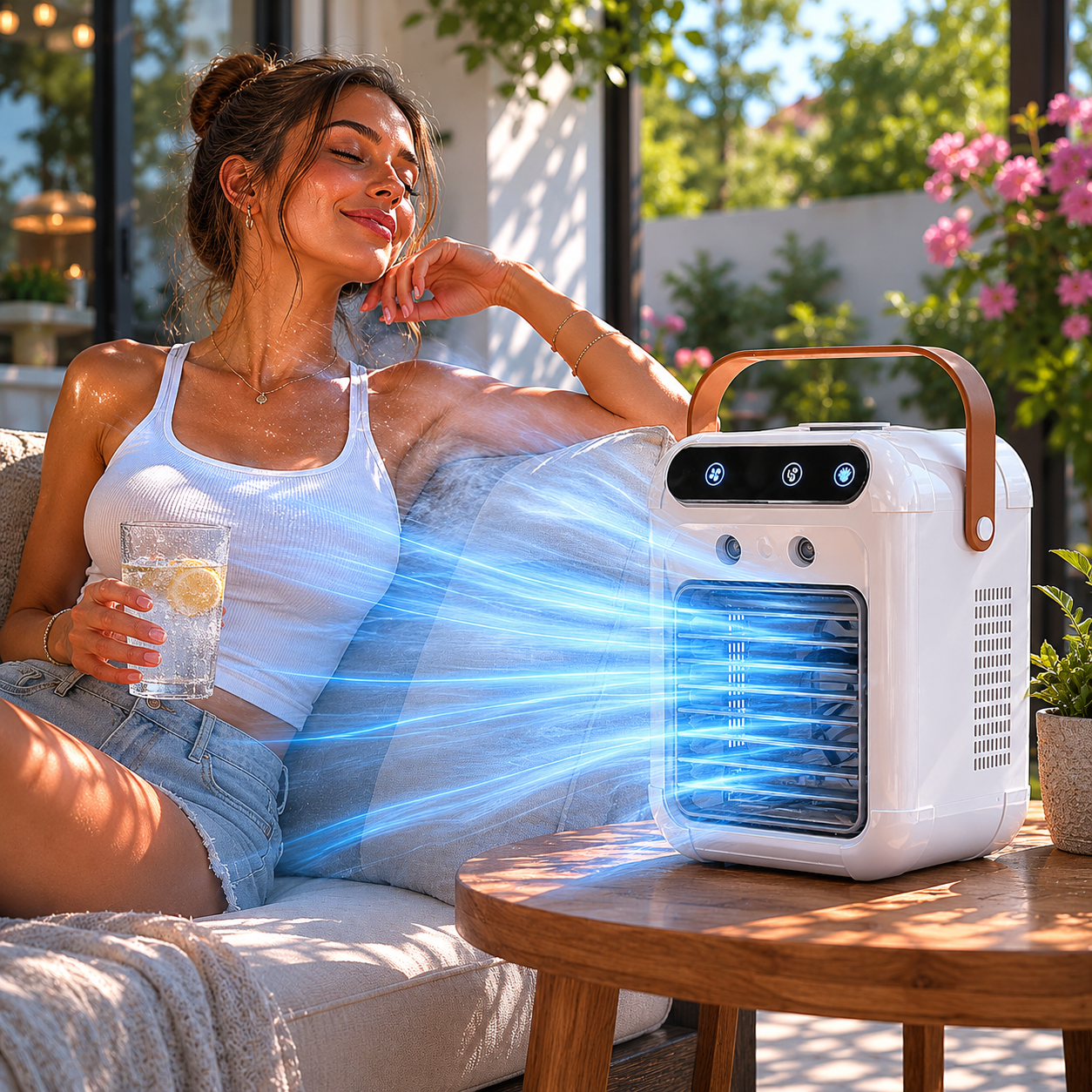 PureFlow Bladeless Desk Fan With USB Humidifier For Home Office