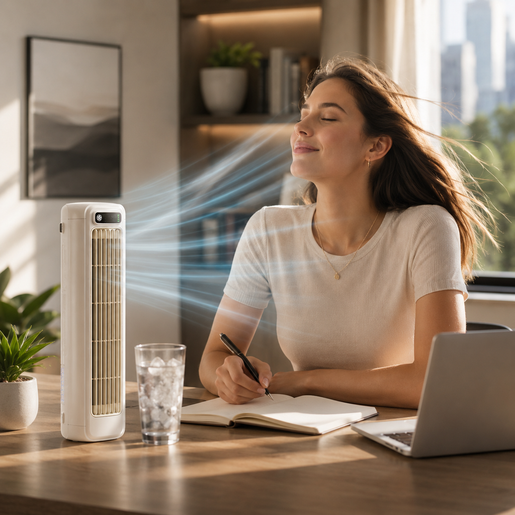 Ventilator de birou cu pulverizare MistDesk Pro, cu USB și lumină de noapte, umidificator ultra-silențios | Fioriscas