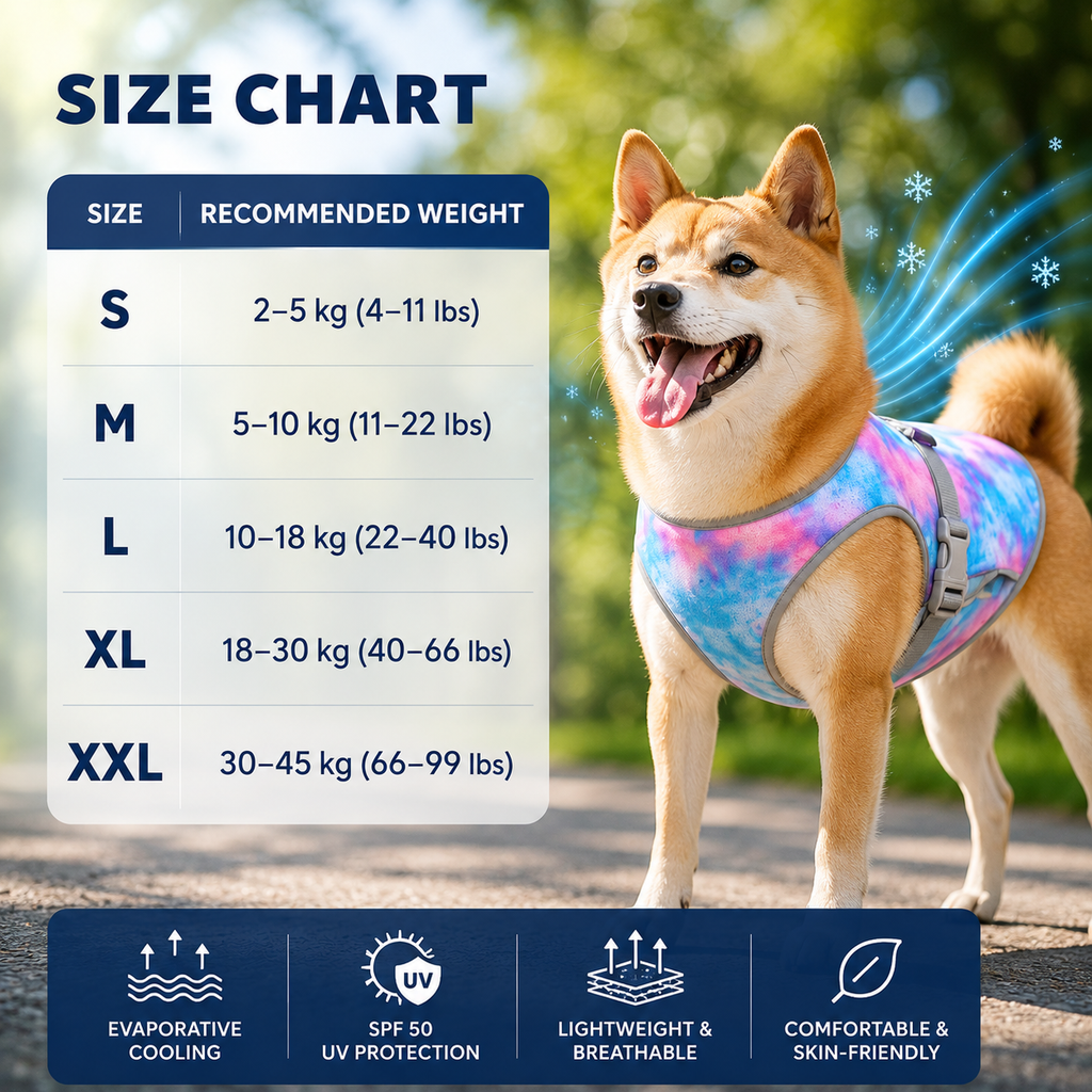 Breathable Canine Cooling Vest With UV Protection For All Breeds S-XXL