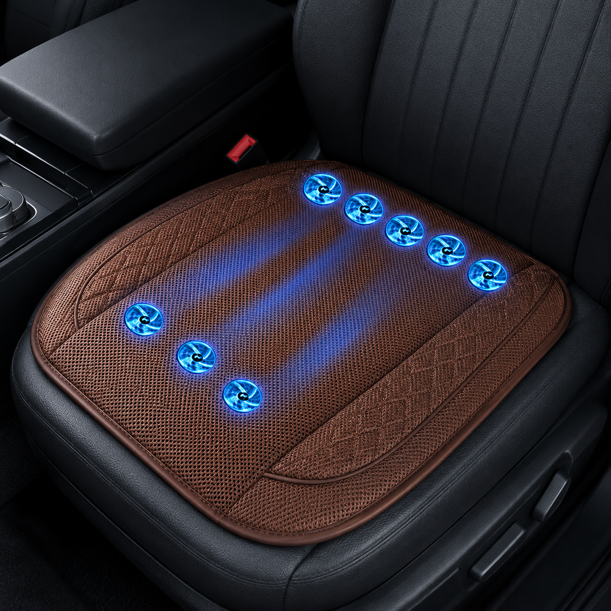 Car Ventilated Seat Cushion With Ten Fans, USB 12V/24V Cooling Pad