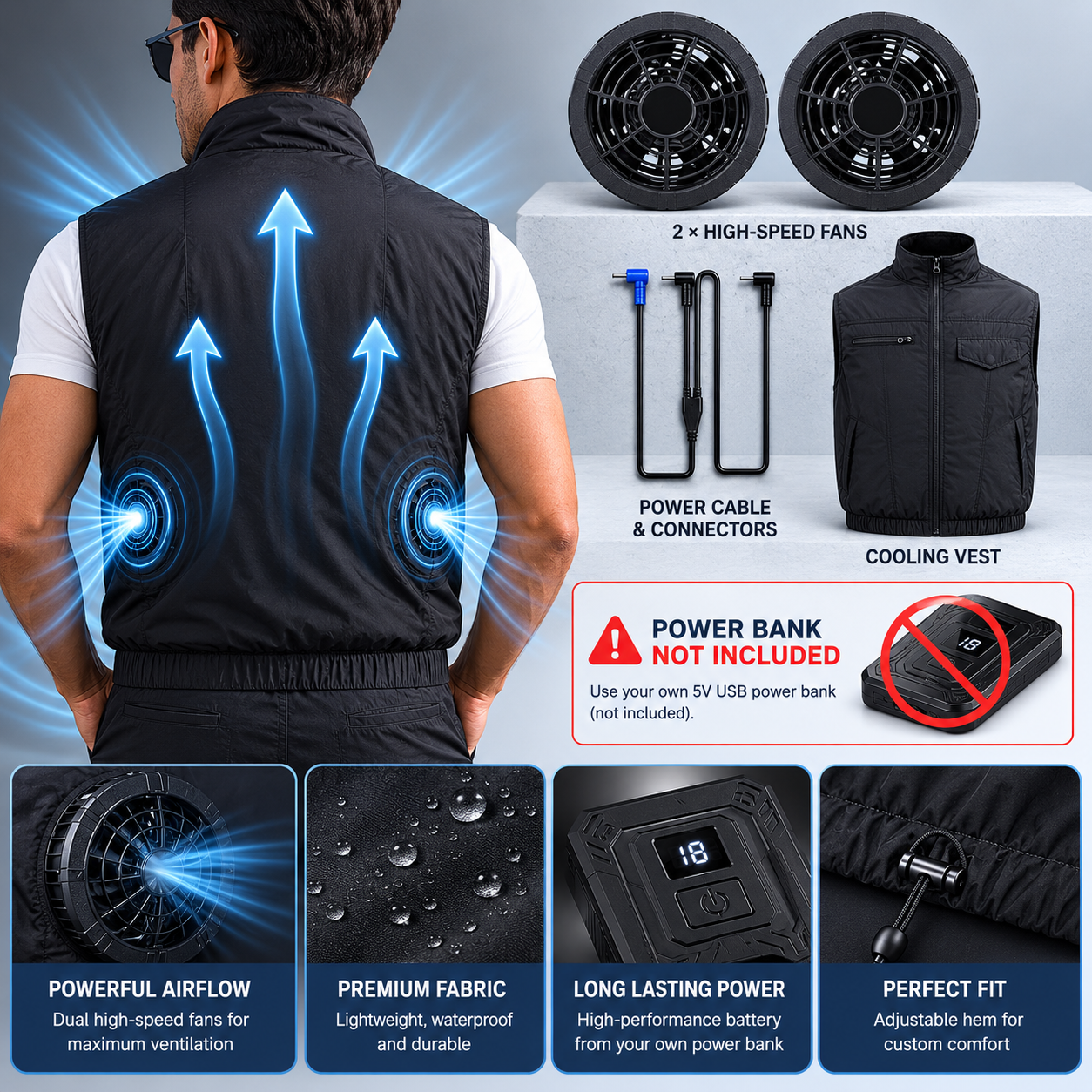 AeroVest Dual-Fan Cooling Vest For Outdoor Work And Heat Relief