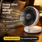 FlexFan Desk Fan Foldable With Wall Mount Rechargeable And Quiet Air Circulation