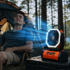 CampBreeze Battery Powered Outdoor Fan Featuring LED Lantern And Tent Light
