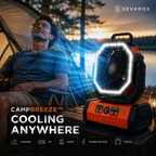 CampBreeze Battery Powered Outdoor Fan Featuring LED Lantern And Tent Light