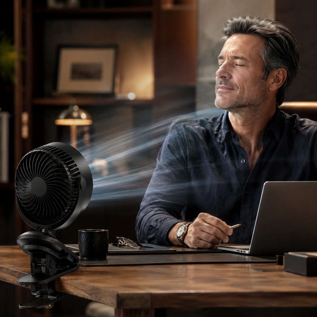 ChargeBreeze USB Rechargeable Clip Fan, 5-Speed Portable Desk Cooler