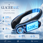 Ventilator de gât reîncărcabil GlacierMax, 5200 mAh, fără palete, fără mâini, răcorire personală | Fioriscas