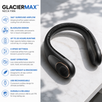 Ventilator de gât reîncărcabil GlacierMax, 5200 mAh, fără palete, fără mâini, răcorire personală | Fioriscas