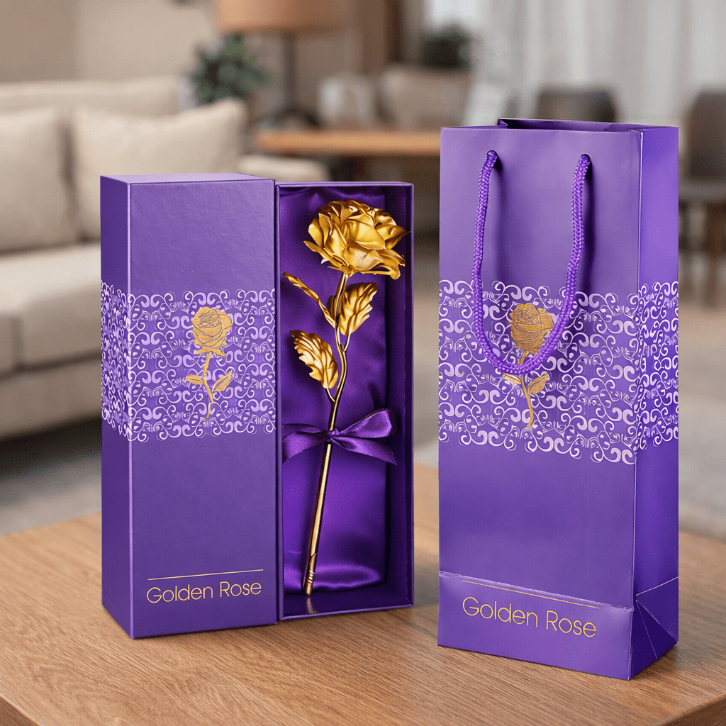 Handgefertigte Rose mit Echtvergoldung | Geschenk zum Valentinstag - Fioriscas