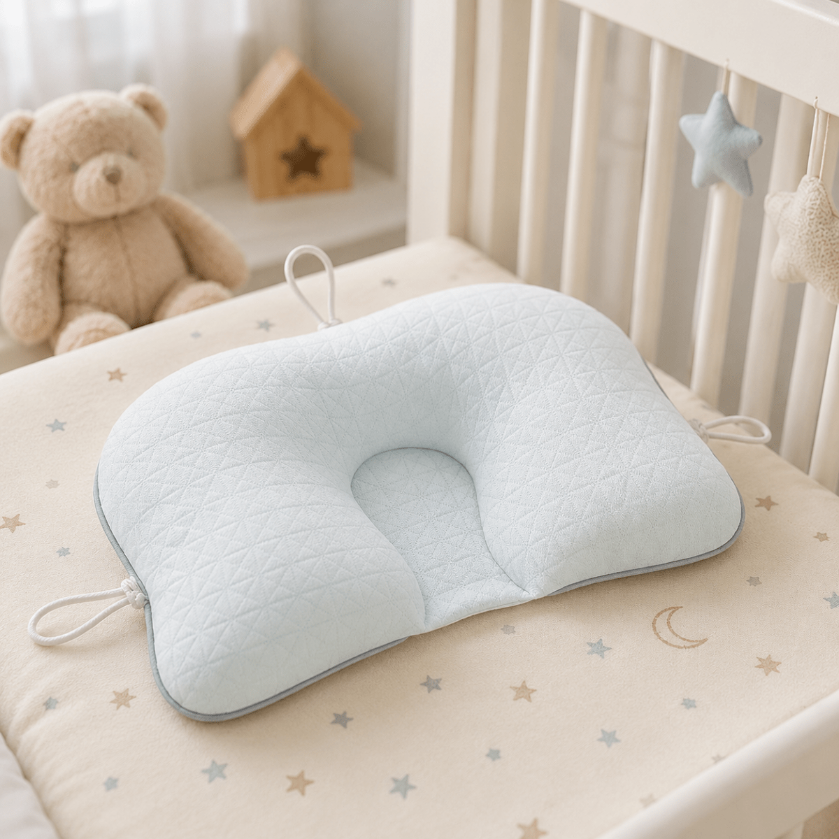Lullabo Ergonomic Baby Pillow With Breathable Mesh Back Panel