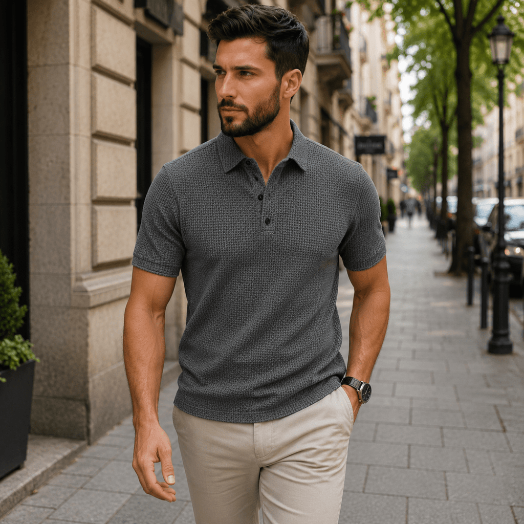 Tricou polo ușor, cu mâneci scurte, amestec respirabil de poliester, S-2XL