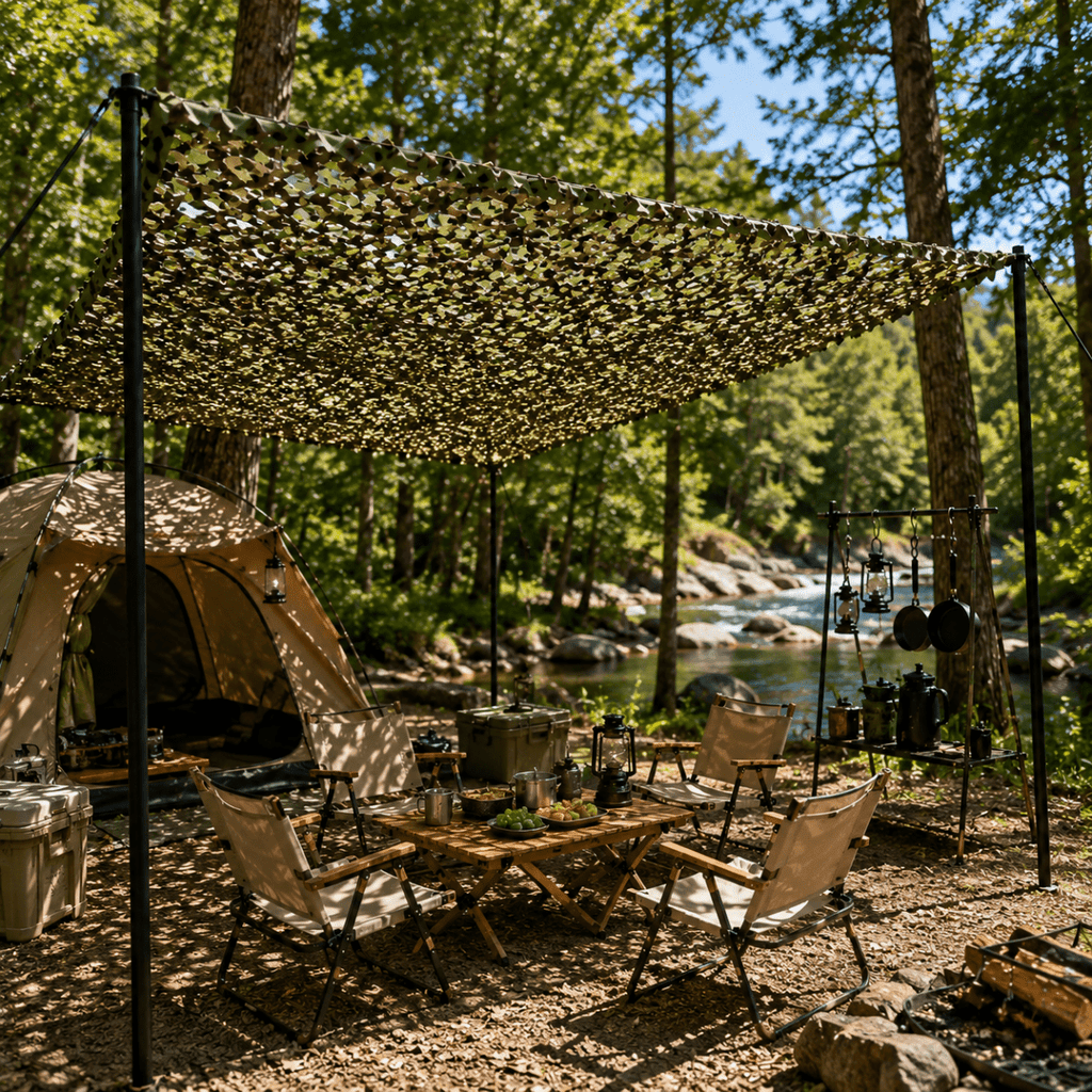 Filet de camouflage à motif de feuilles réaliste LeafGuard pour l'intimité du jardin