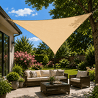 Triangle Sun Shade Sail Over Garden Area For Patio