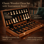Chess Set, Solid Wood Tournament Board, Classic Hand-Carved Pieces