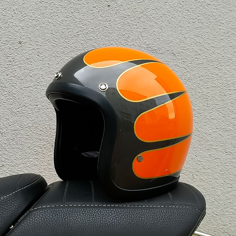 AeroGuard Retro Motorcycle Helmet, DOT & ECE Certified, Fiberglass Shell